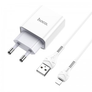 Сетевое зарядное устройство Hoco C81A + кабель Lightning