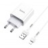 Сетевое зарядное устройство Hoco C81A + кабель Lightning