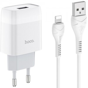 Сетевое зарядное устройство Hoco C72A 1USB 2.1A lightning