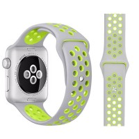 РЕМЕШОК СИЛИКОНОВЫЙ ДЛЯ APPLE WATCH 38/40mm и 42/44 mm ( серый с желтым)