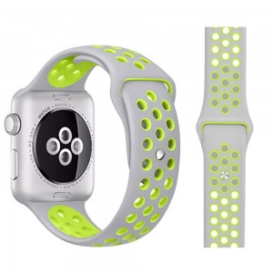 РЕМЕШОК СИЛИКОНОВЫЙ ДЛЯ APPLE WATCH 38/40mm и 42/44 mm ( серый с желтым)