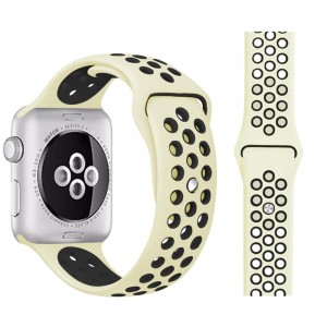 РЕМЕШОК СИЛИКОНОВЫЙ ДЛЯ APPLE WATCH 38/40mm и 42/44 mm(бежевый с черным)