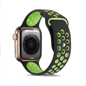 РЕМЕШОК СИЛИКОНОВЫЙ ДЛЯ APPLE WATCH 38/40mm и 42/44 mm ( черный с зеленым)