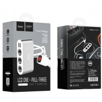 Автомобильная зарядка HOCO Z13 LCD One‑Pull Three Car Charger