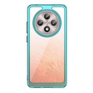 Чехол Fundas Coque Shell Oppo Reno 12 F (прозрачный с бирюзовым)
