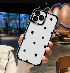 Силиконовый прозрачный чехол с сердечками iPhone 14 Pro Max