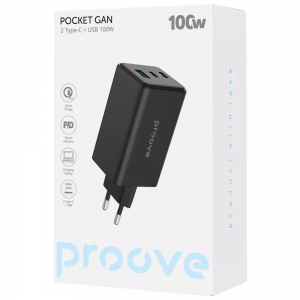 Сетевое Зарядное устройство Proove Pocket GaN Max 100W (2Type-C + USB) (чёрный)